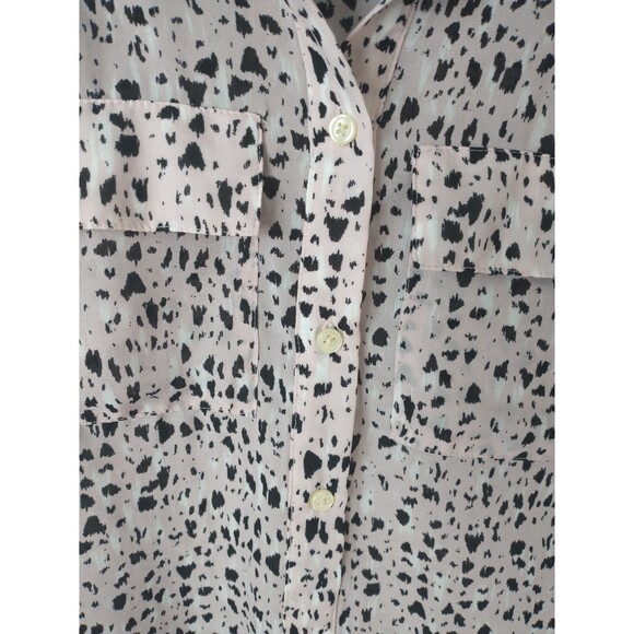 BananaRepublic BlushPink BlackLeopardPrint SleevelessButtonBlouse Women’sSPetite - Picture 5 of 7